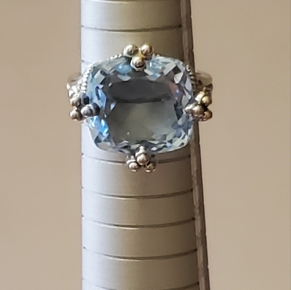 Judith Ripka Blue Topaz & Sterling Ring, Sz 7 - Picture 7 of 7
